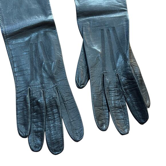 Kislov ladies black leather gloves made in France size 6.5 washable kidskin - Picture 2 of 8